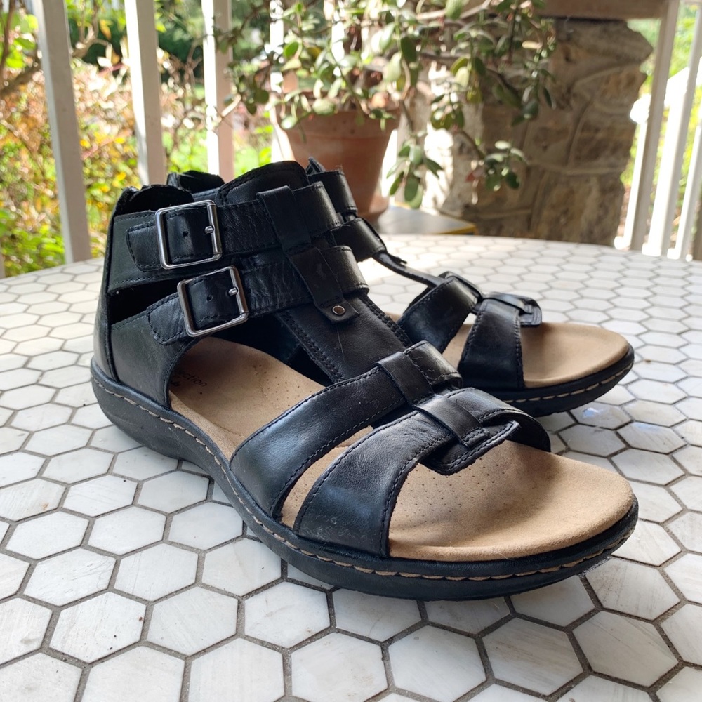 Clarks black strappy sandals